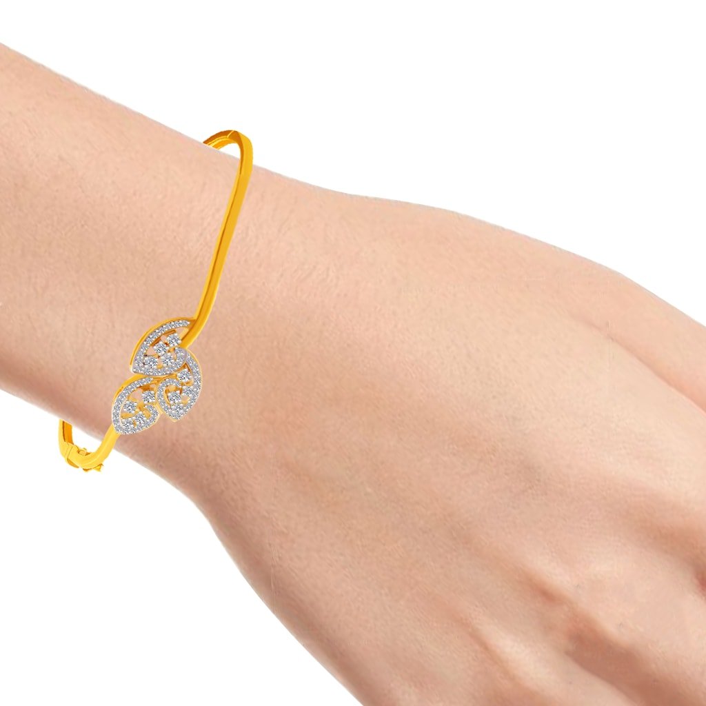 P.C. Chandra Jewellers 18Kt Yellow Gold And Diamond Bangle For Women