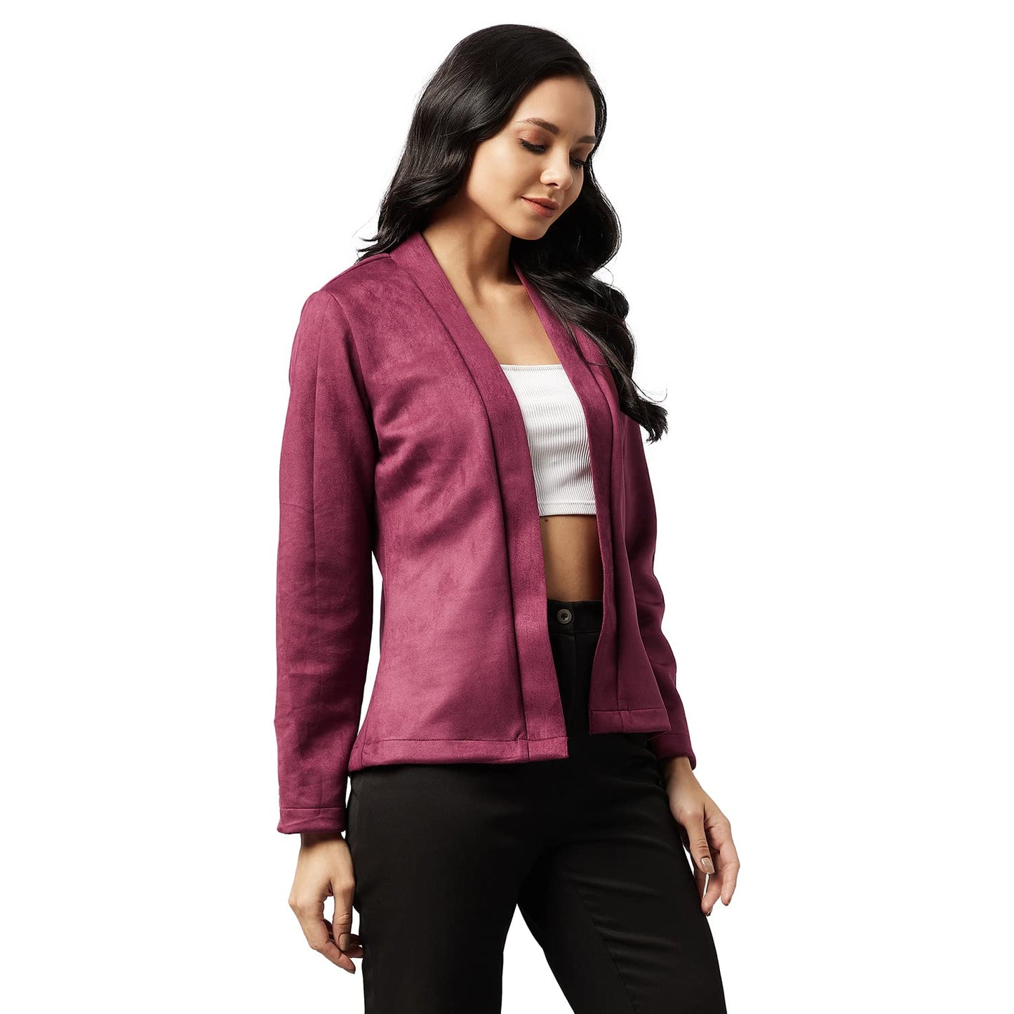 Marie Claire Women's Casual Suede Shrug Sweater (MC2314_Maroon_L)