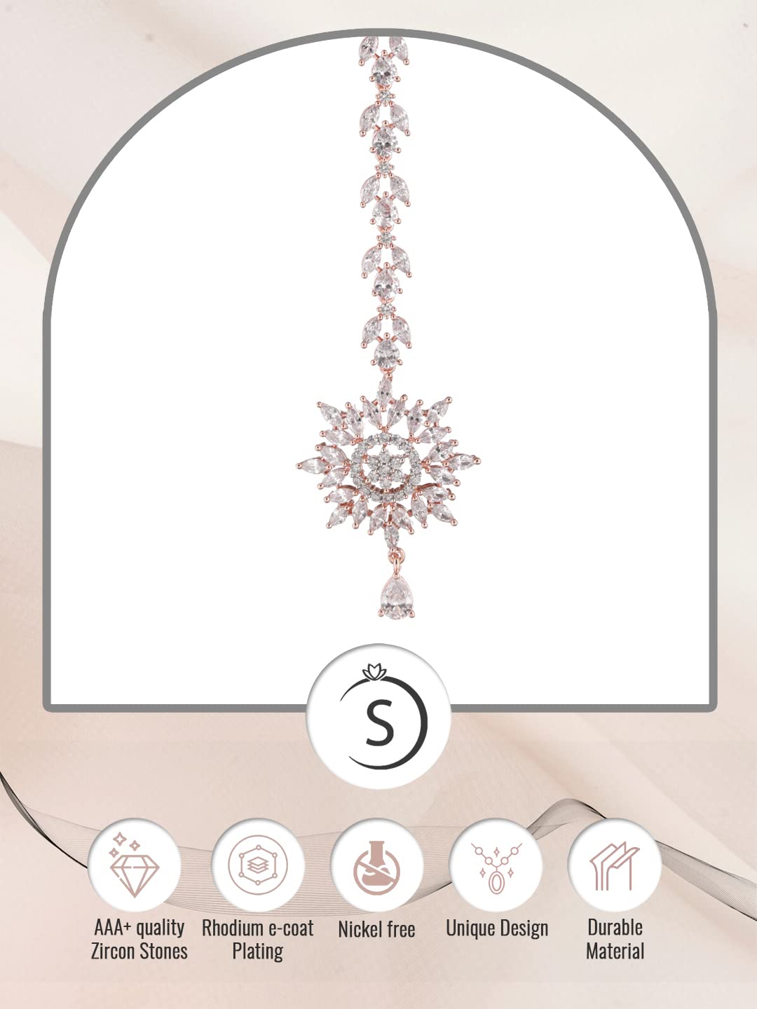 Saraf RS Jewellery-Stylish Maang Tikka Rose & Handcrafted for Women & Girls