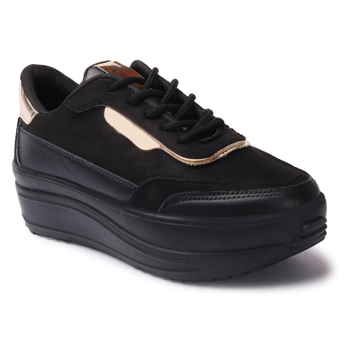 LENSBURY Women's Shoes for Walking Gym Training, Casual, Sports, Slip-On, Lightweight Lace up Athletics Slipon Running Sneaker for Ladies and Girls LBCNV4014BL-40 Black