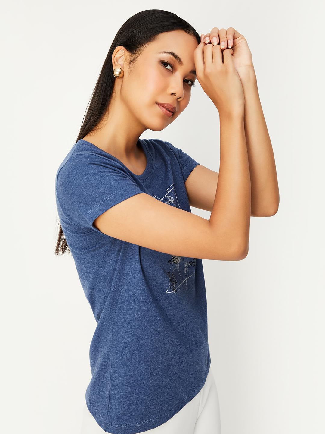 Max Women Graphic Printed T-Shirt (WI23CCP30BLUE)_L