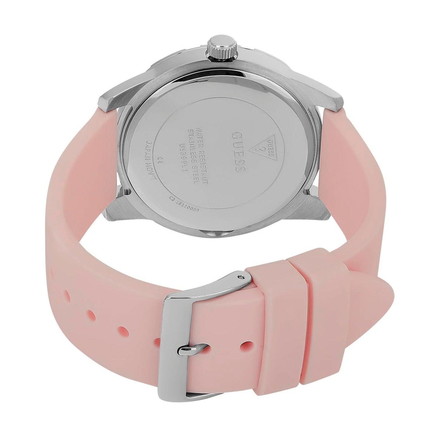 GUESS Silicone Analog Silver Dial Women's Watch-U1399L1M, Band_Pink