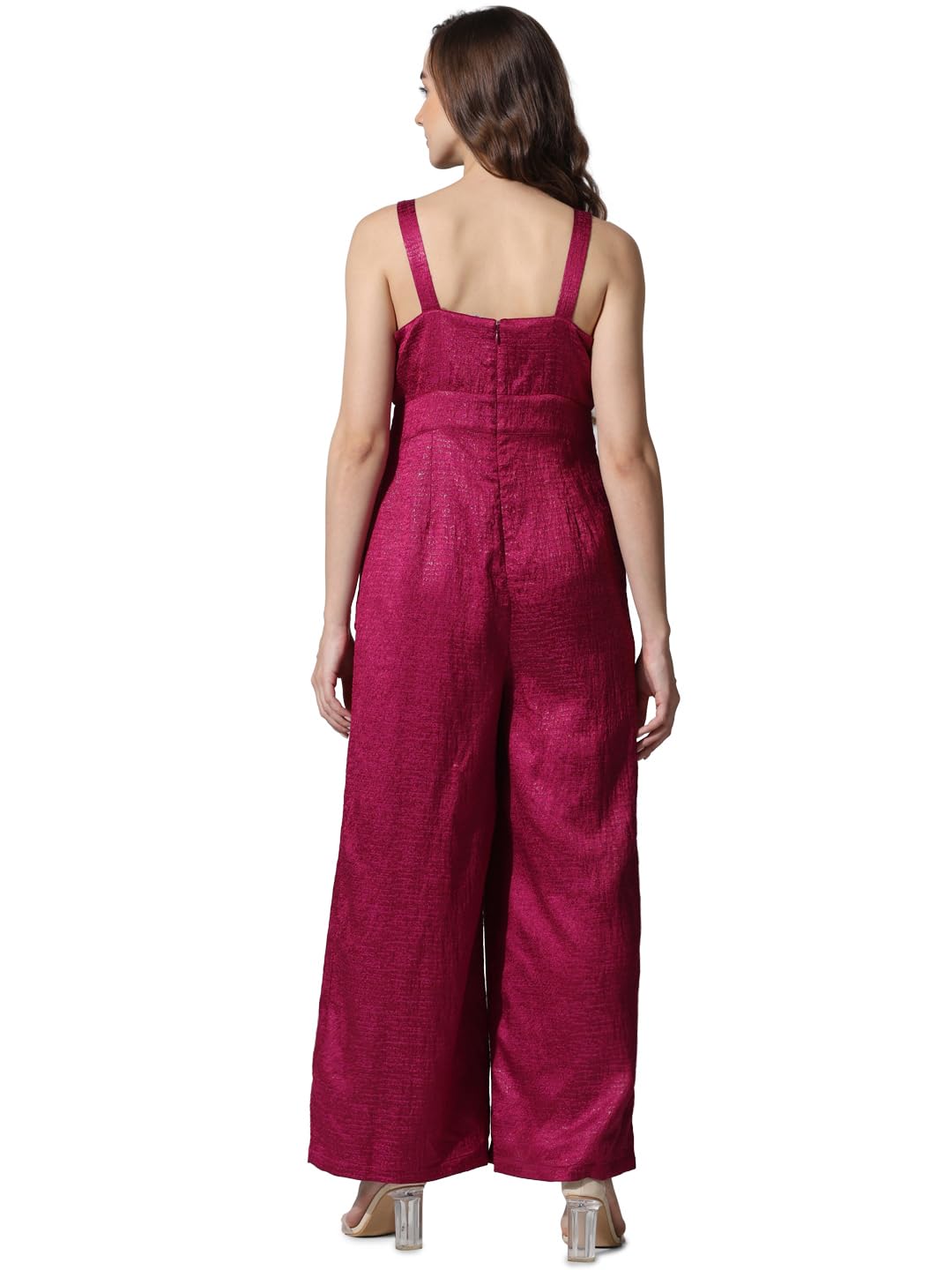 ONLY Women Solid Polyester Blend Full Length Pink Jumpsuit