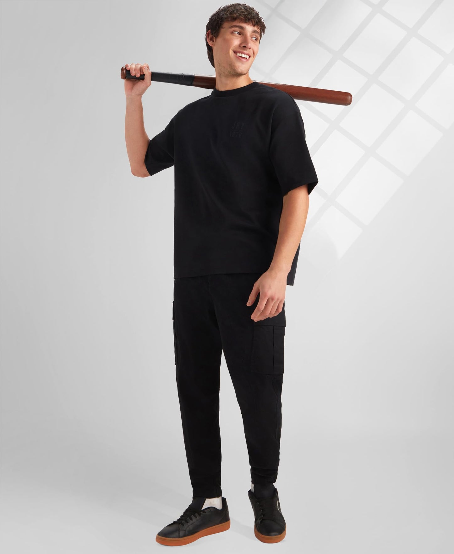 Jockey Groove MZ01 Men's Super Combed Cotton Rich Graphic Printed Oversized T-Shirt_Deep Black_L