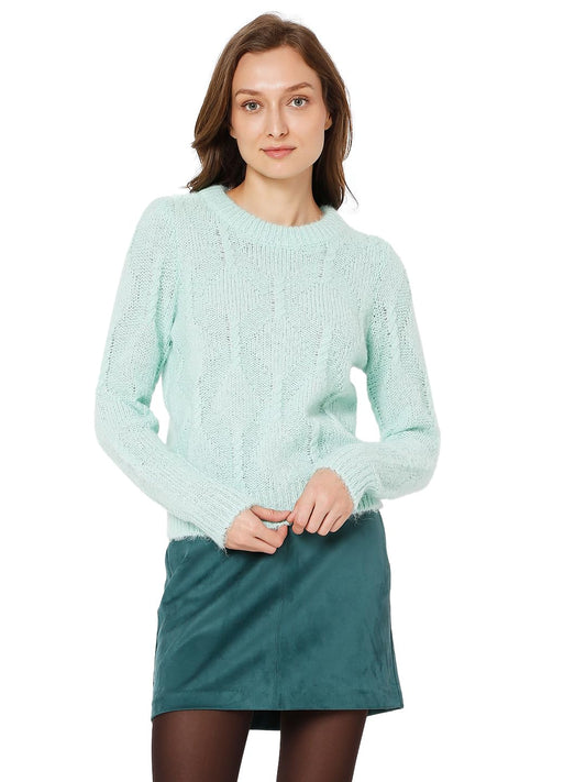 VERO MODA Regular Fit Sweater(104451401_Mist Green_S)