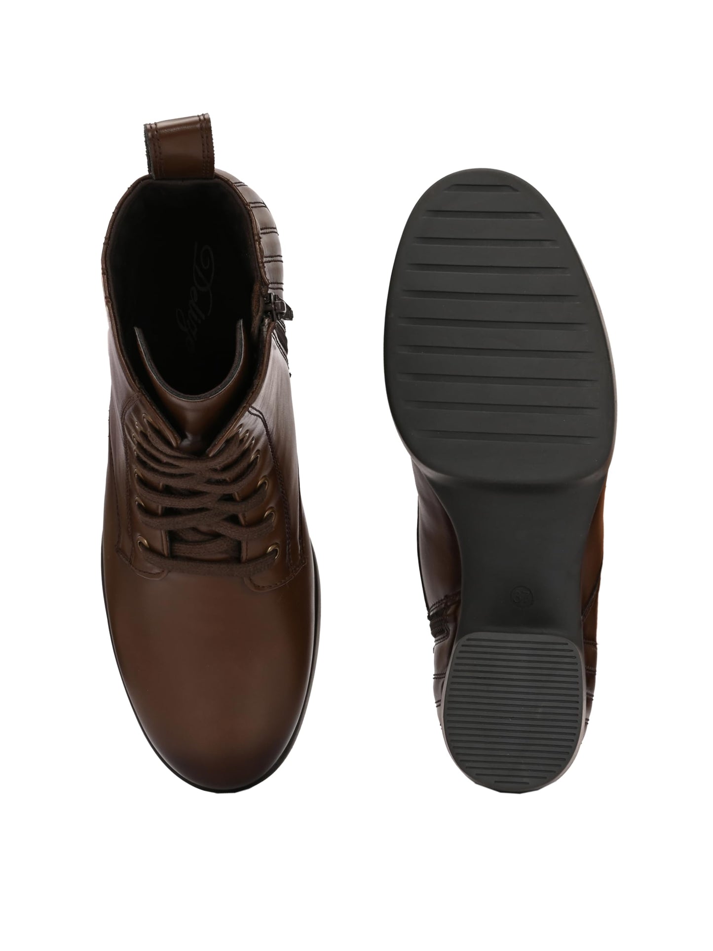 Delize Brown women platform mid heel knee high boots 66371-38