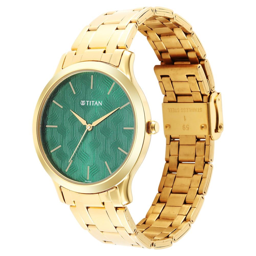Titan Karishma Radiance Green Dial Analog Stainless Steel Strap Watch for Men-NS1825YM07
