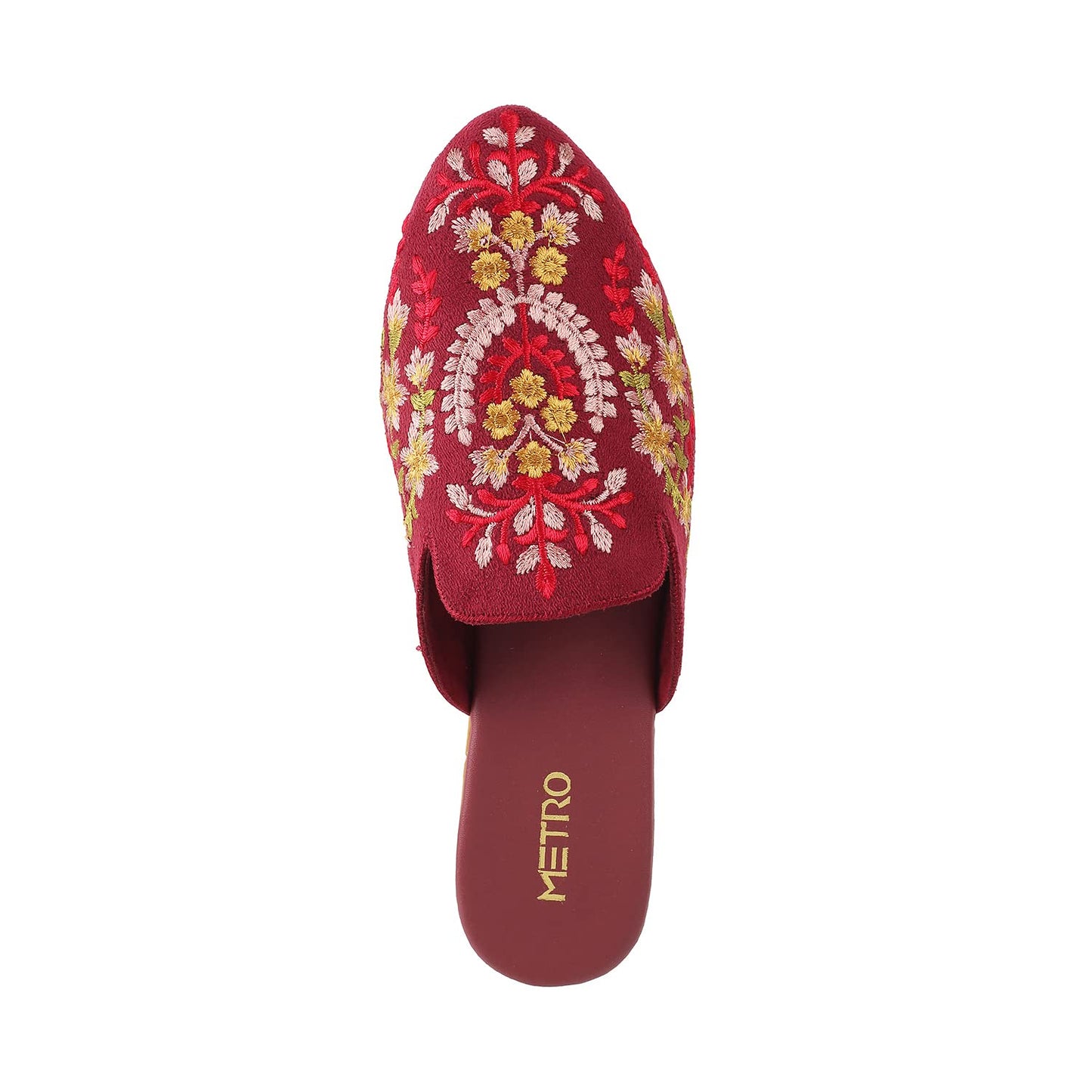 Metro Womens Beaded Maron Slip Ons (Size (3 UK (36 EU)) Maroon