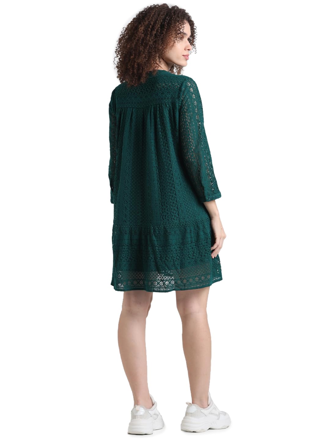 ONLY Green Lace Fit & Flare Dress