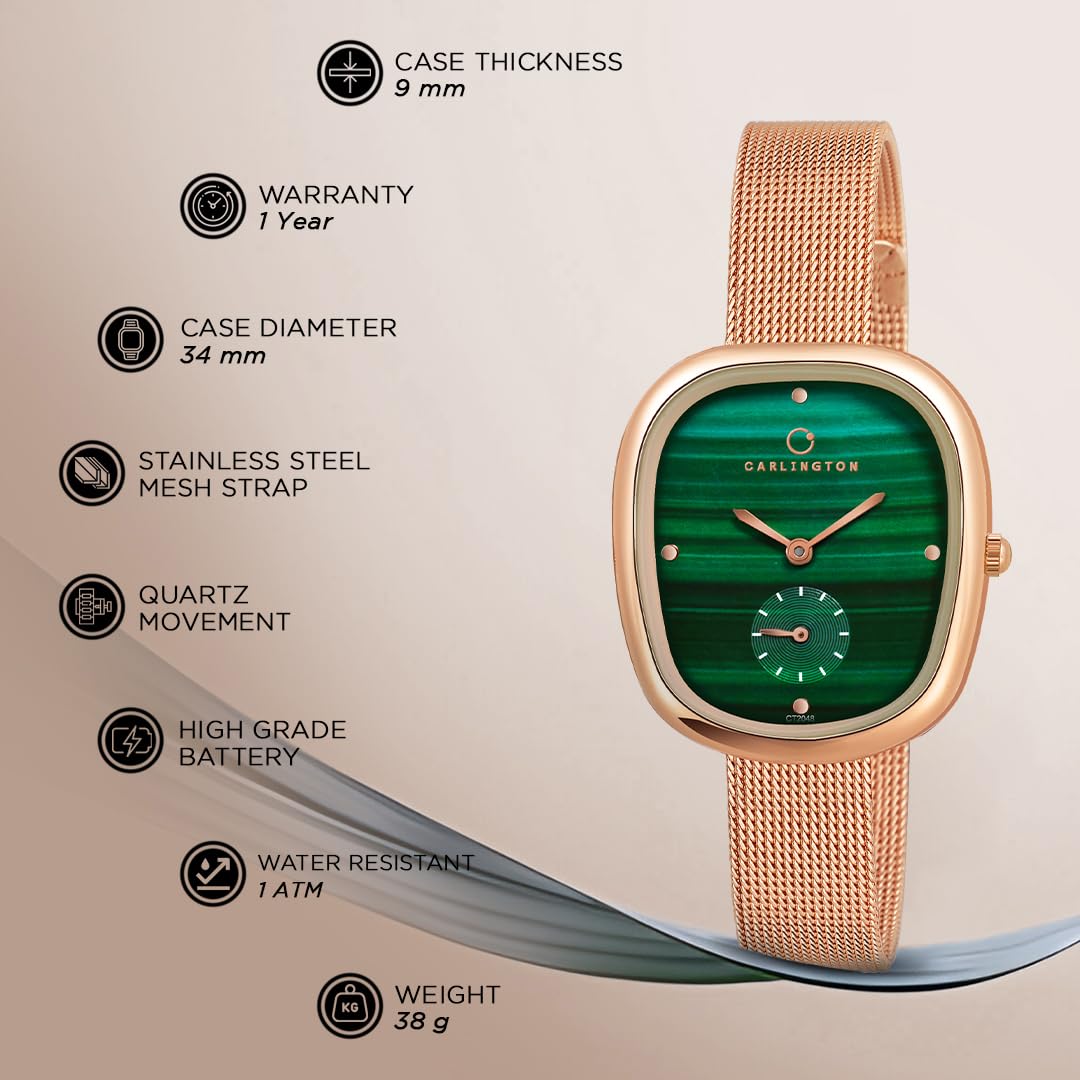 Carlington Iconic 2048 Analog Watches for Women with Premium mesh Strap, Scratch-Resistant Dial, and Water-Resistant Body – Elegant Watches for Women and Girls
