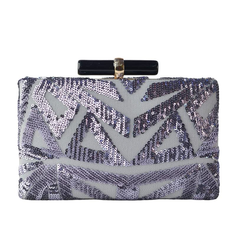 Artklim Shades Of Grey Sequins Clutch