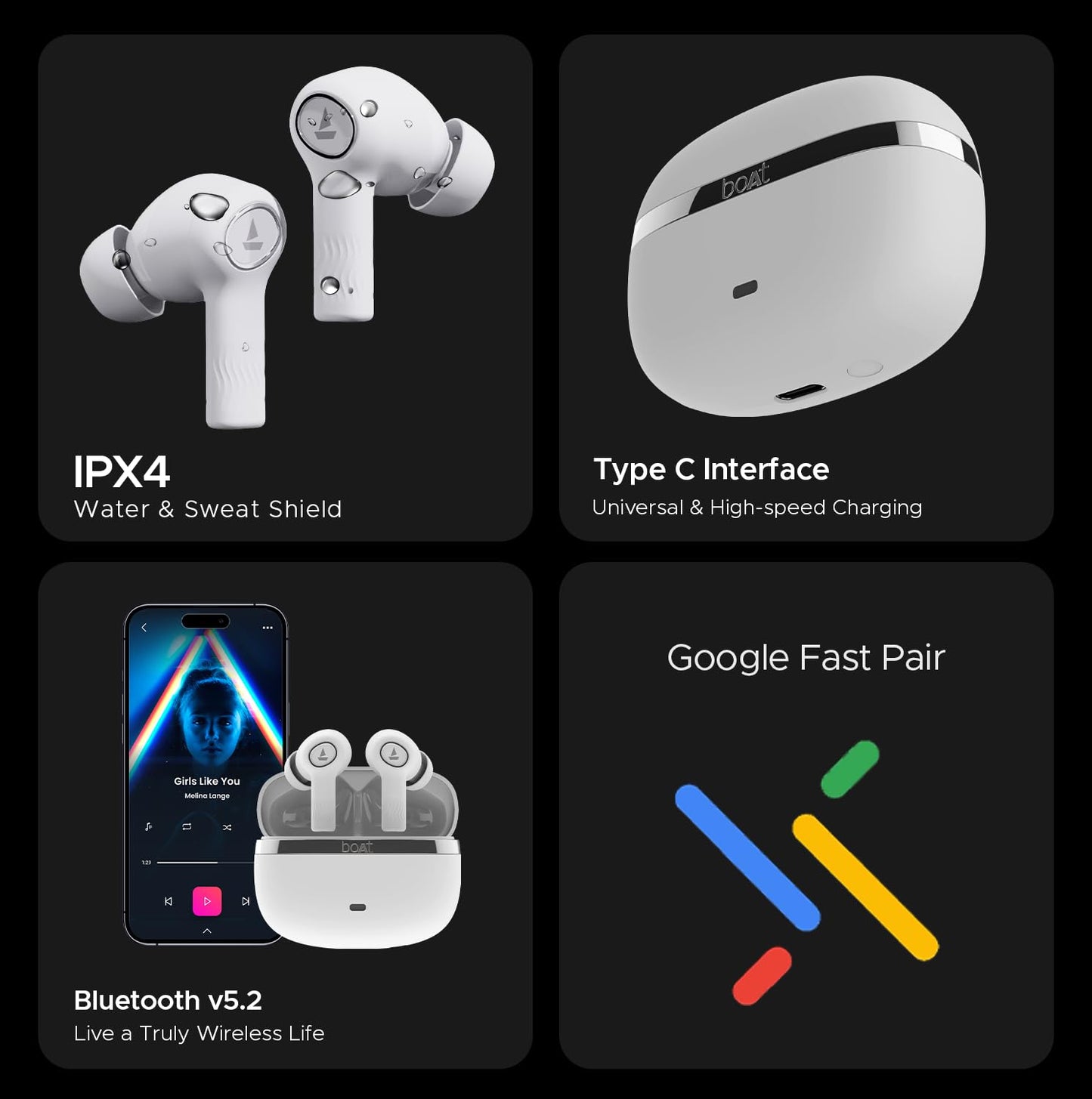 boAt Nirvana Ion, 120HRS Battery, Crystal Bionic Sound w/Dual EQ Modes, 4Mics ENx, App Support, Low Latency, IPX4, v.5.2 Bluetooth TWS in Ear Earbuds Wireless Earphones with mic (Ivory White)