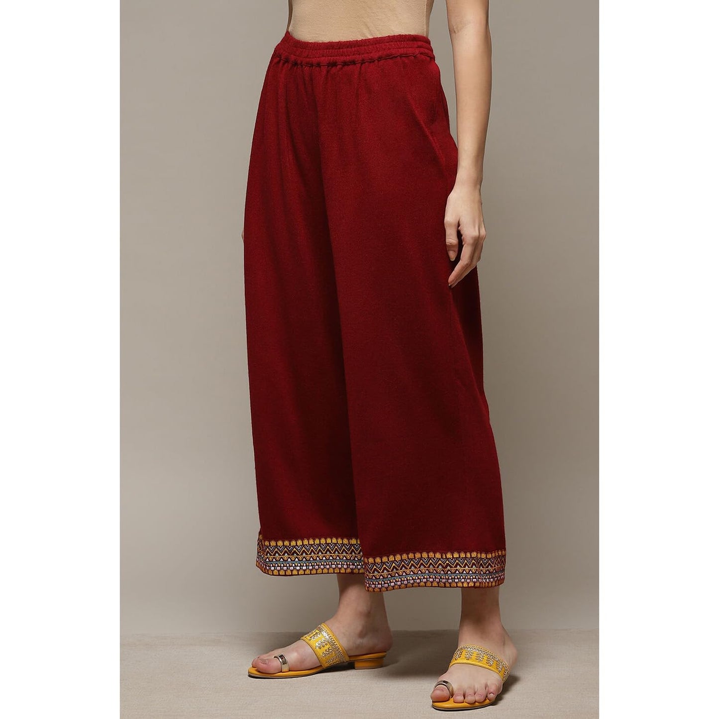 Rangriti Women's Regular Pants (RMMWINTERW18264AW22MRN_Red