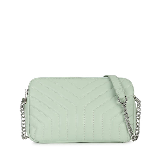 Fastrack Pastel Quilt Sling Bag for Women | Lightweight Quilted Crossbody with 3 Zippered Compartments, Detachable Strap and Soft-Tone Hardware | Stylish Everyday Sling for Casual Outings and College