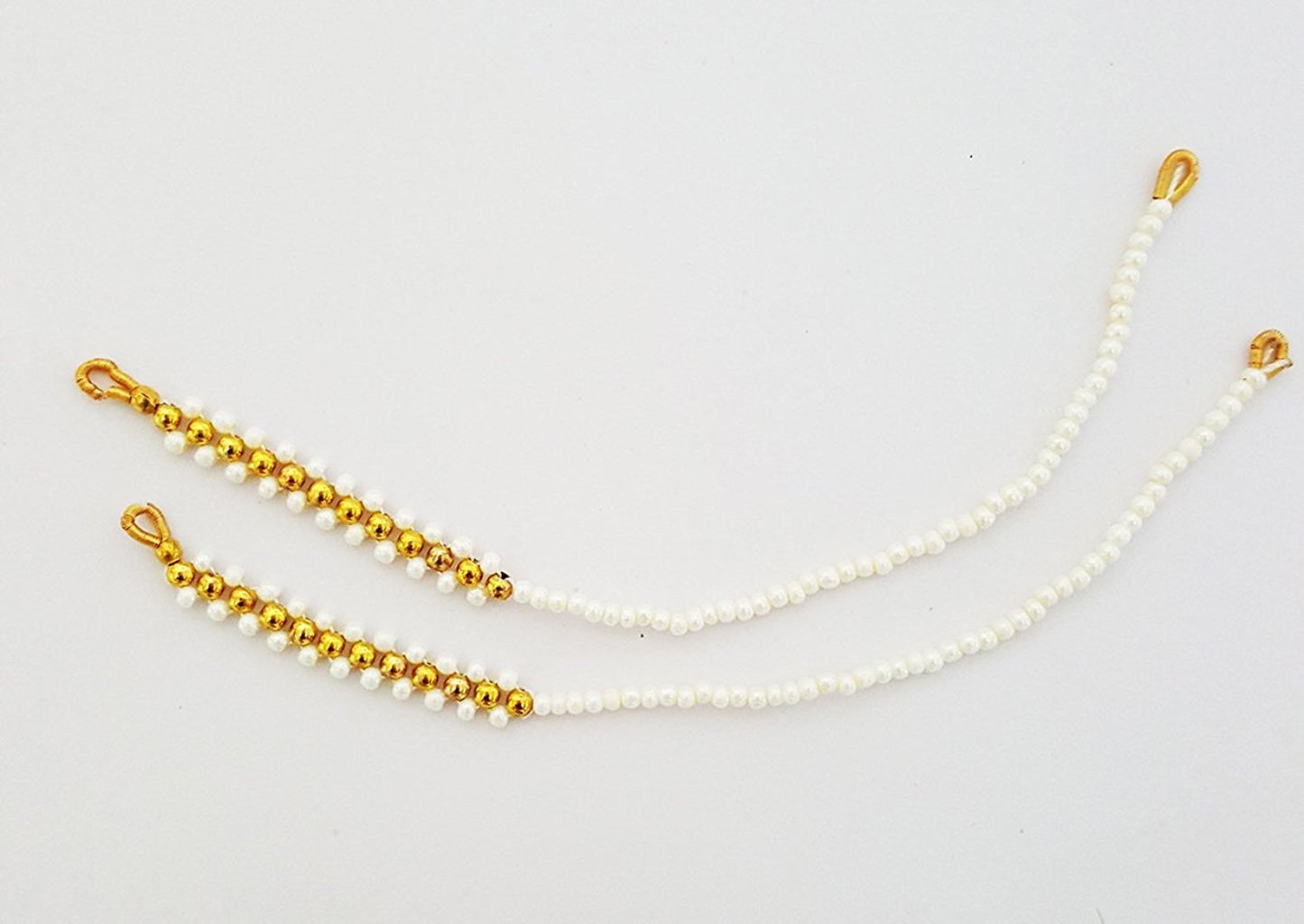 Mehrunnisa Gold Tone Kundan & Green Pearls Pendant Necklace Earrings Set With Simulated Emeralds & Free Kan Chain For Women (JWL1761)