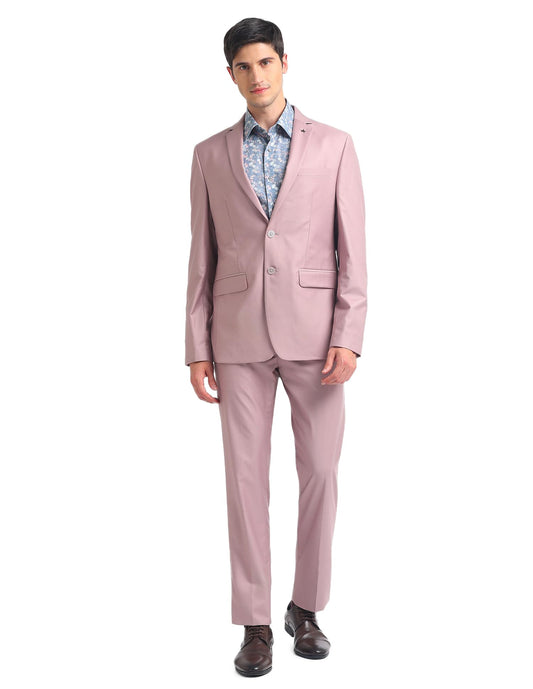 Arrow Men's Polyester Blend Single Breasted Business Suit Pants Set (ARAHSU5563_Pink