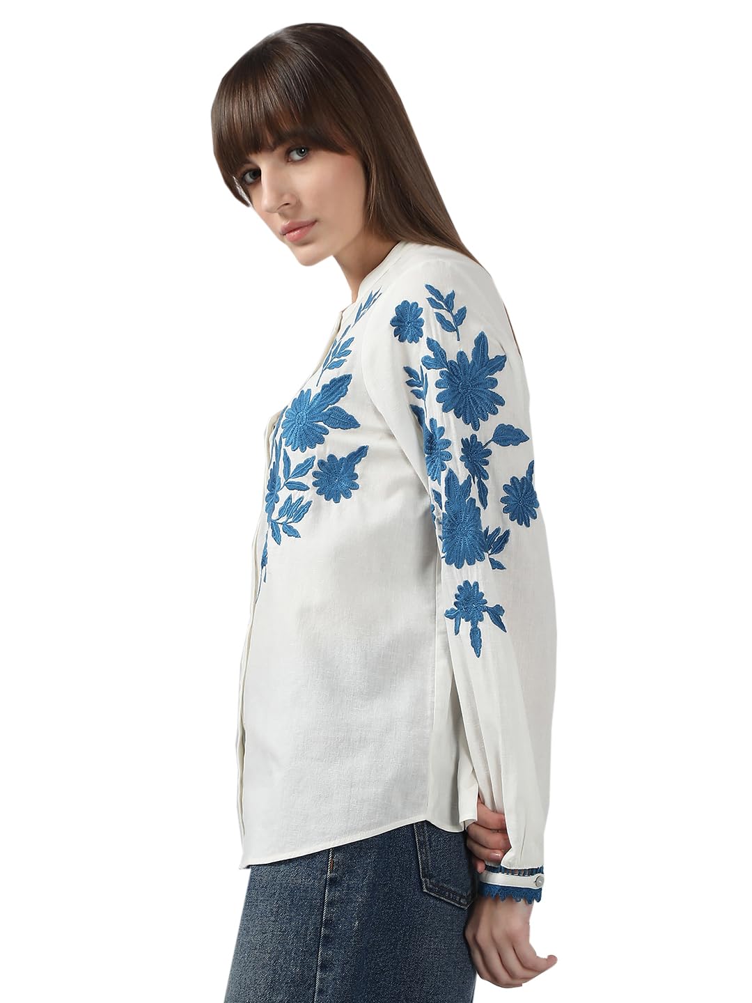 VERO MODA Women's Cotton Regular Fit White Shirt