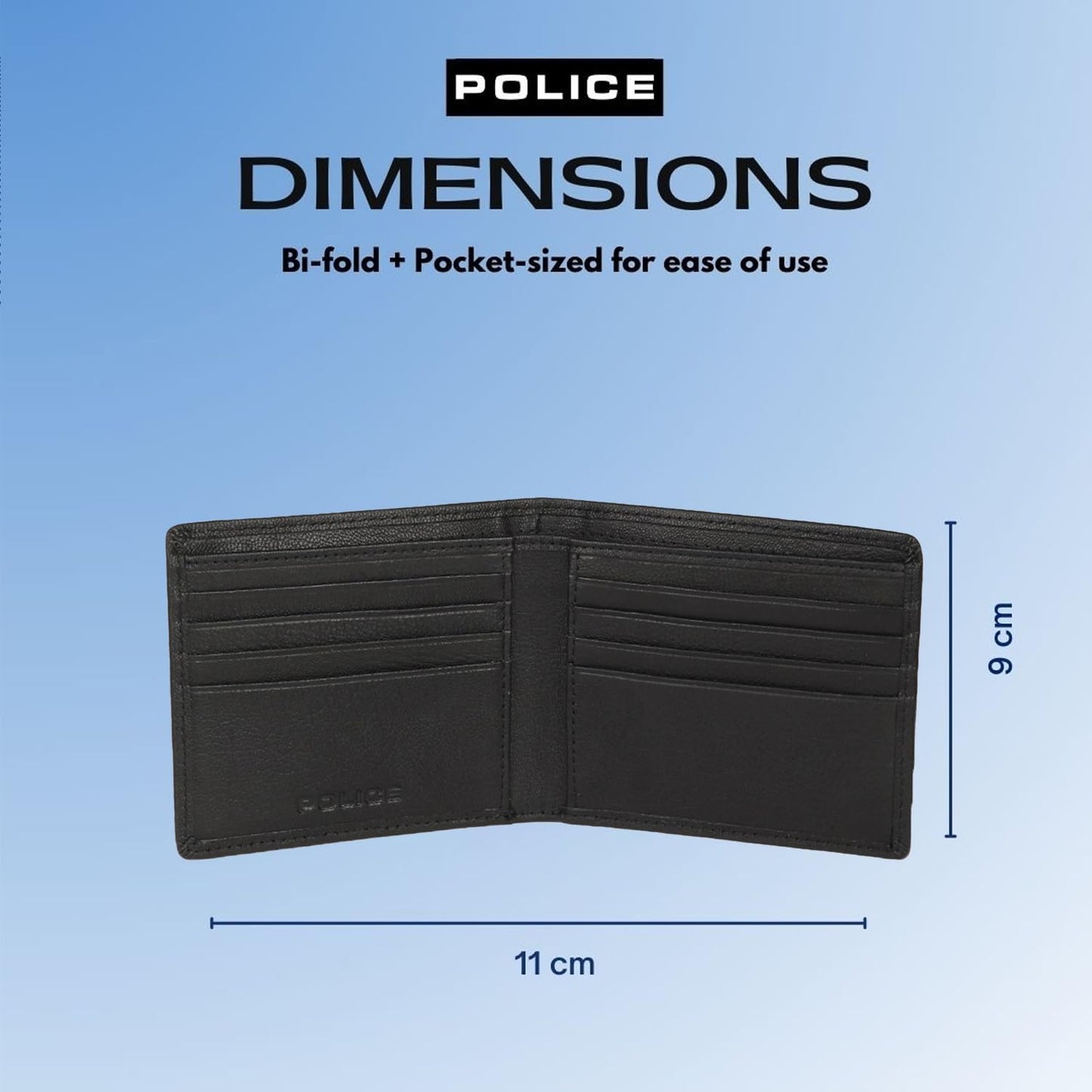 Police Gardon men's Leather Slim Wallet -Black