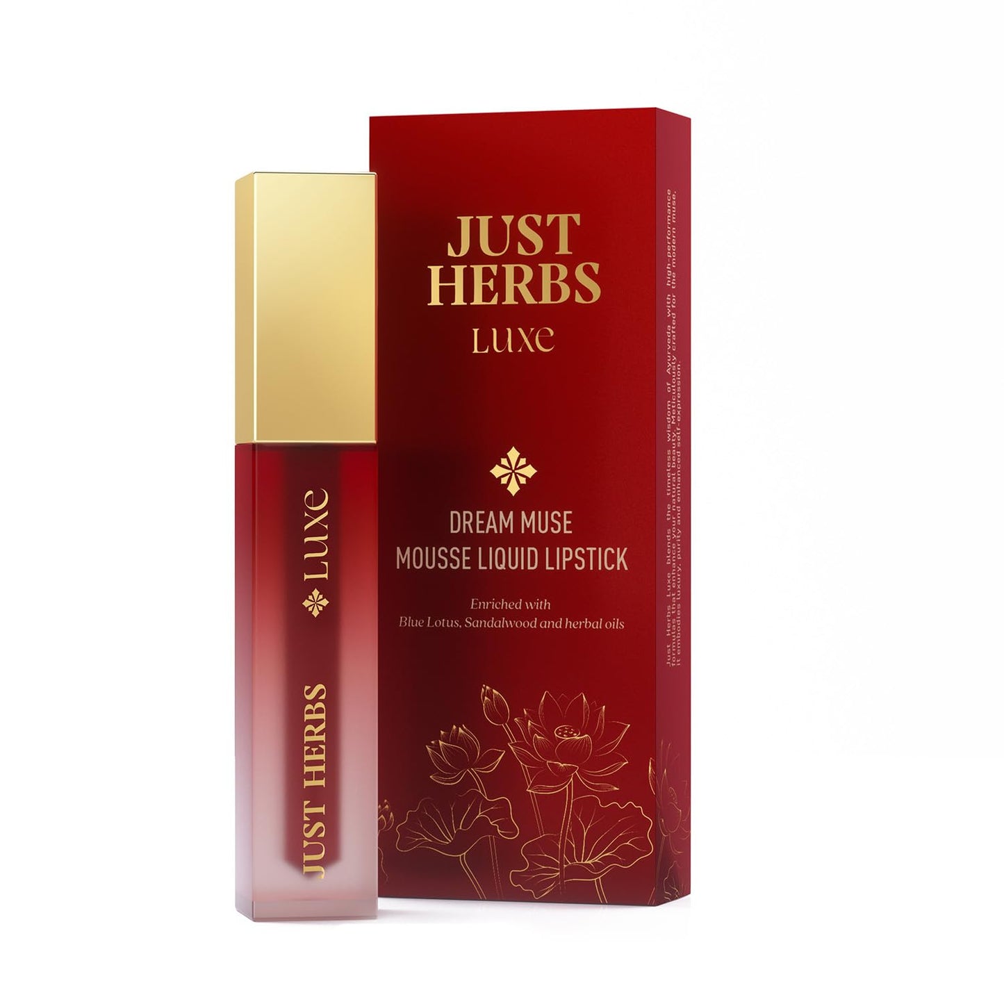 Just Herbs Luxe Dream Muse Mousse Liquid Lipstick | Luxury Makeup | Velvet Matte | Long Lasting & Transferproof Formula | Ayurvedic Lipstick – 3.5 ml (03 BLUSH BLOOM)