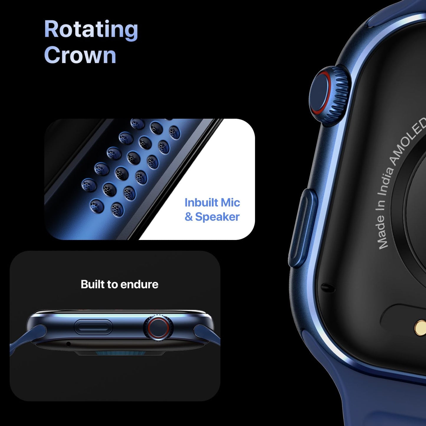 Fire-Boltt Brillia Pro Smart Watch with 51.3mm (2.02 inch) AMOLED Display, Bluetooth Calling, SpO2, Heart Rate Monitoring, 120+ Sports Modes, IP67 Waterproof, Long Battery Life (Blue)
