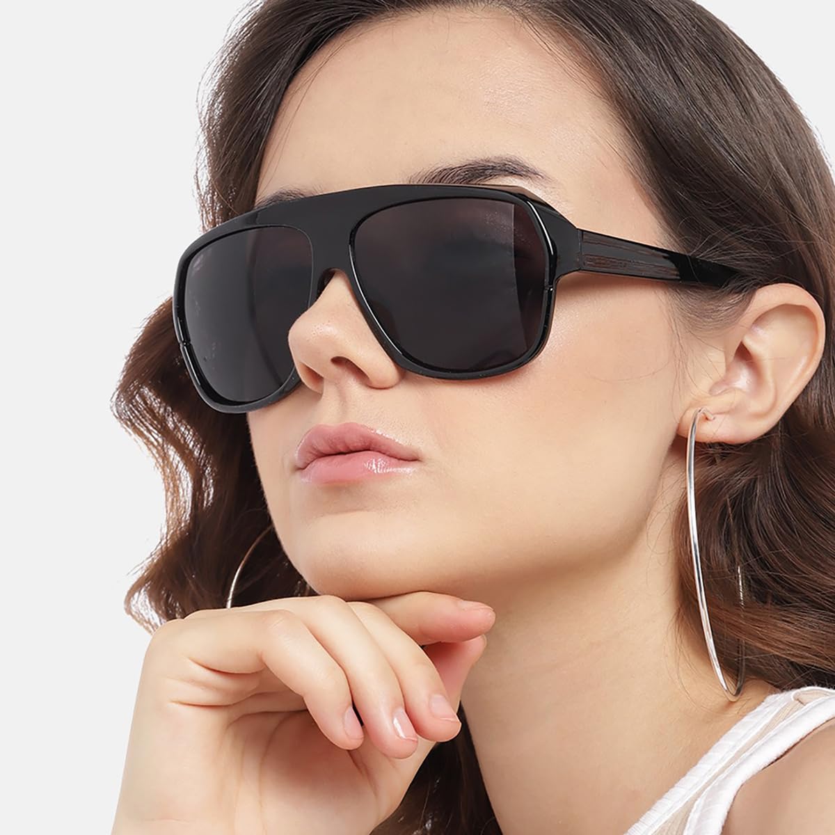 Carlton London Black Toned with Polycarbonate UV Protected Lens Oversized Sunglass for women