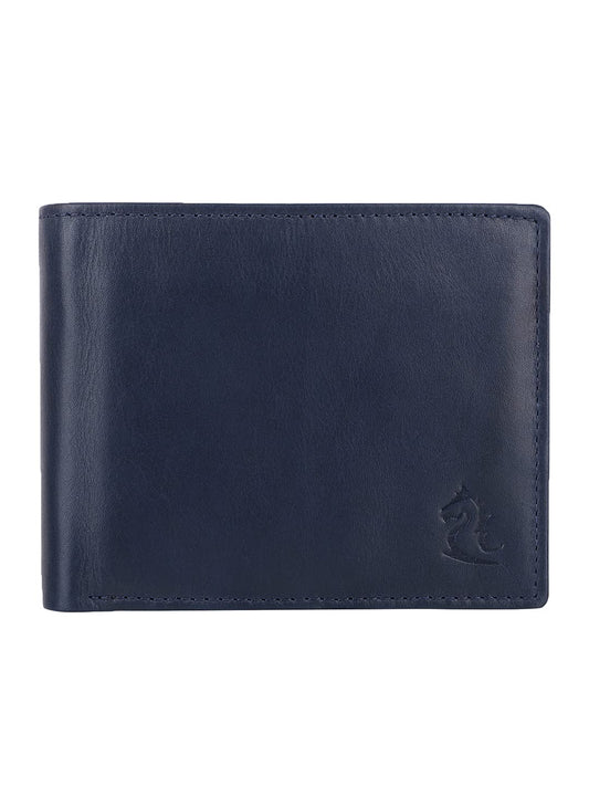KARA Navy Genuine Wallet for Men - Classic Bifold Men's Wallet with Coin Pocket and Card Holder Slot