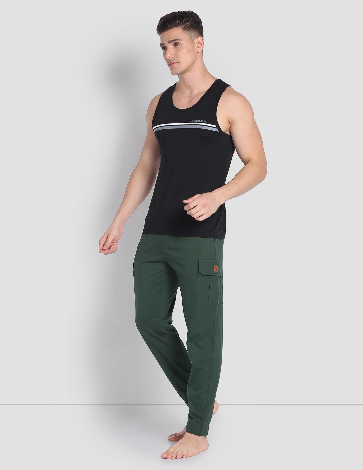 U.S. POLO ASSN.. Mens OJ002 Cargo Utility Lounge Joggers(OJ002-PL_Bottle Green_XL)