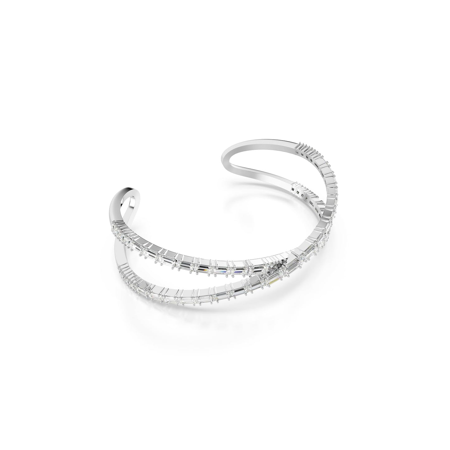 Swarovski Hyperbola cuff, Infinity, White, Rhodium plated