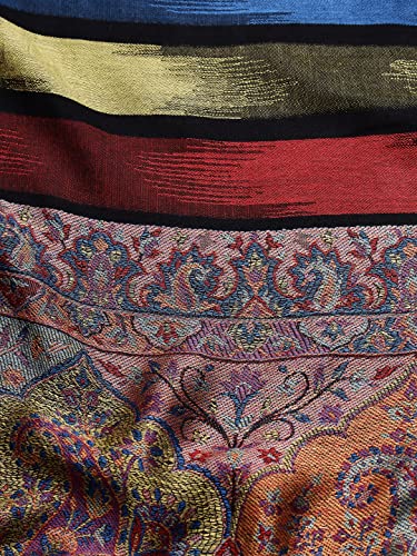 Pashtush mens Extra Fine Wool stole, floral design, Multicolour (Stole, Multi)