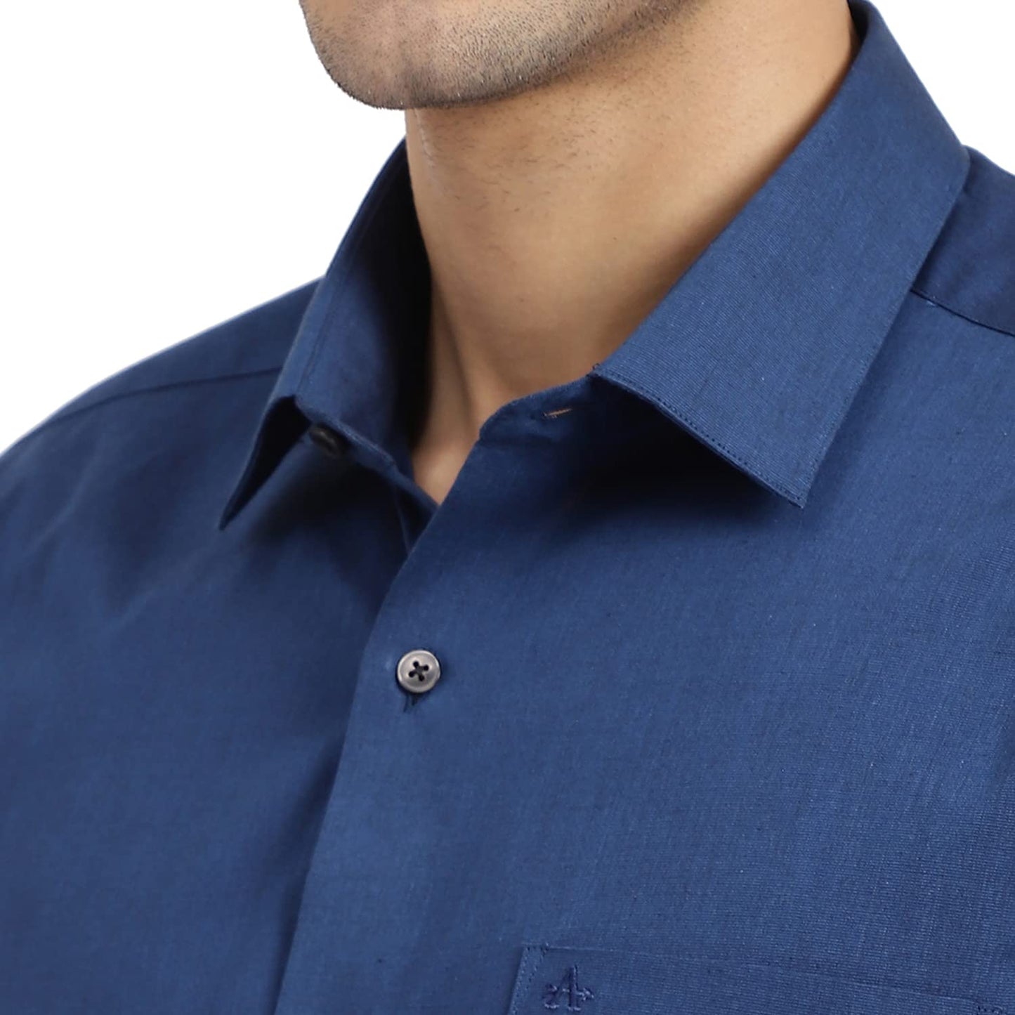 Arrow Men's Blue Solid - Cutaway Collar Full Sleeves Formal Shirt with Chest Pocket | Cotton Fabric | Slim Fit