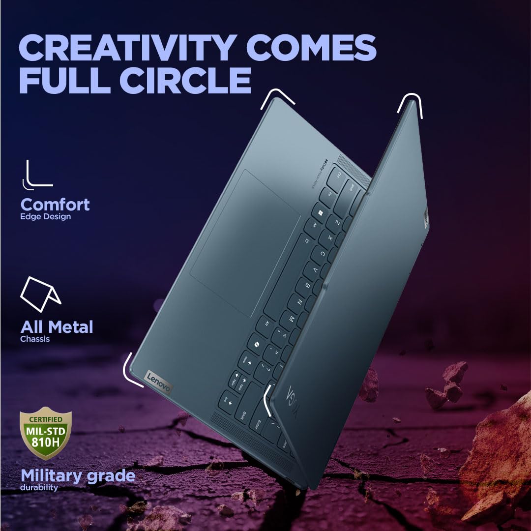 Lenovo Yoga 7 Intel Evo Core Ultra 5 125H Built in-AI 14"(35.5cm) WUXGA OLED 400Nits 2-in-1 Laptop (16GB/512GB SSD/Win 11/MSO 21/100% DCI-P3/3 Mon. Game Pass/Tidal Teal/1.5Kg), 83DJ00AKIN