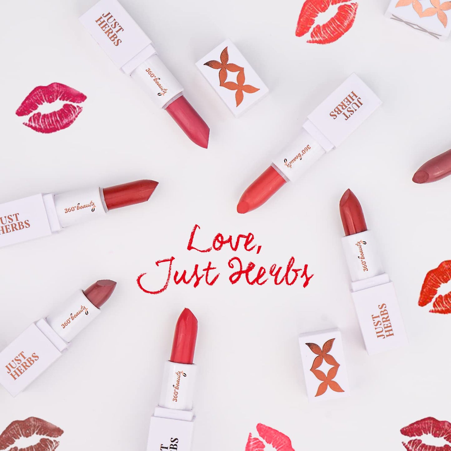 Just Herbs Ayurvedic Creamy Matte Lipstick For Moisturized Lips - Parabens & Chemical Free 06 Burnt Red (Half - Size) 1.8gm