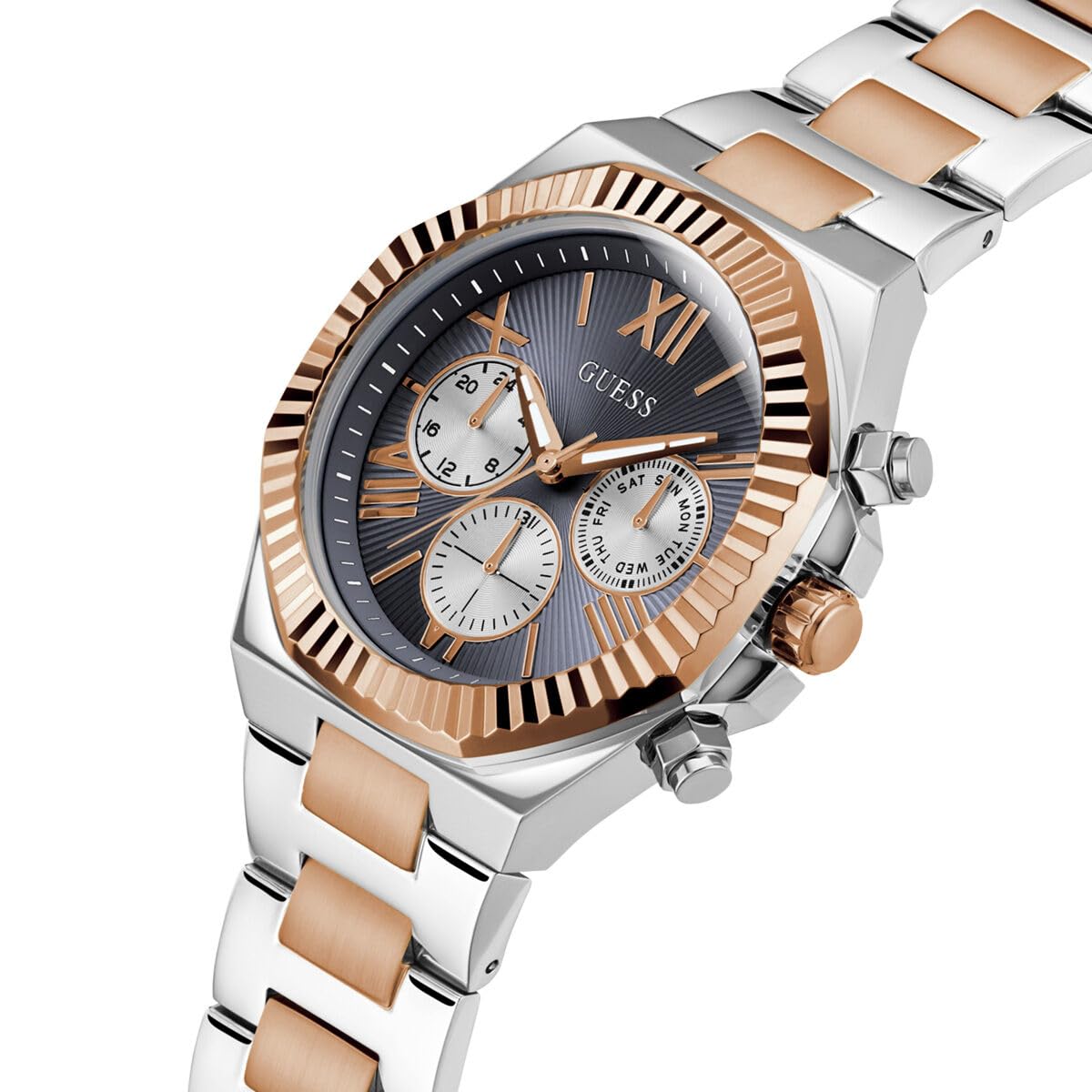 GUESS Stainless Steel Analog Navy Blue Dial Men's Watch-Gw0703G4, Band Color-Two-Tone