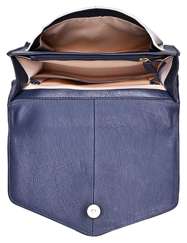eske Lisbeth Genuine Leather Shoulder Bag (Navy Blue Vanilla)