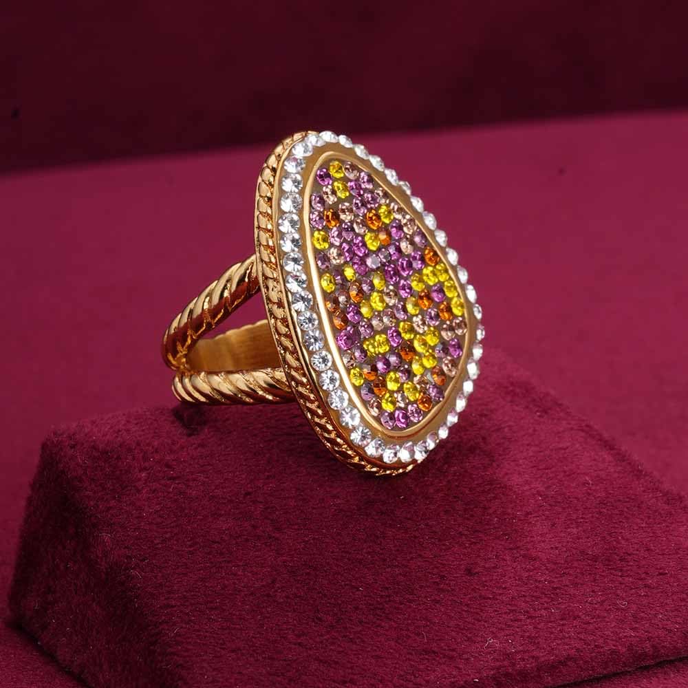 PALMONAS Sparkling Stardust Gold Ring for Womens - Waterproof & Anti-Tarnish (Size-8)