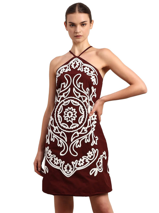 VERO MODA Women's A-Line Brown Dress