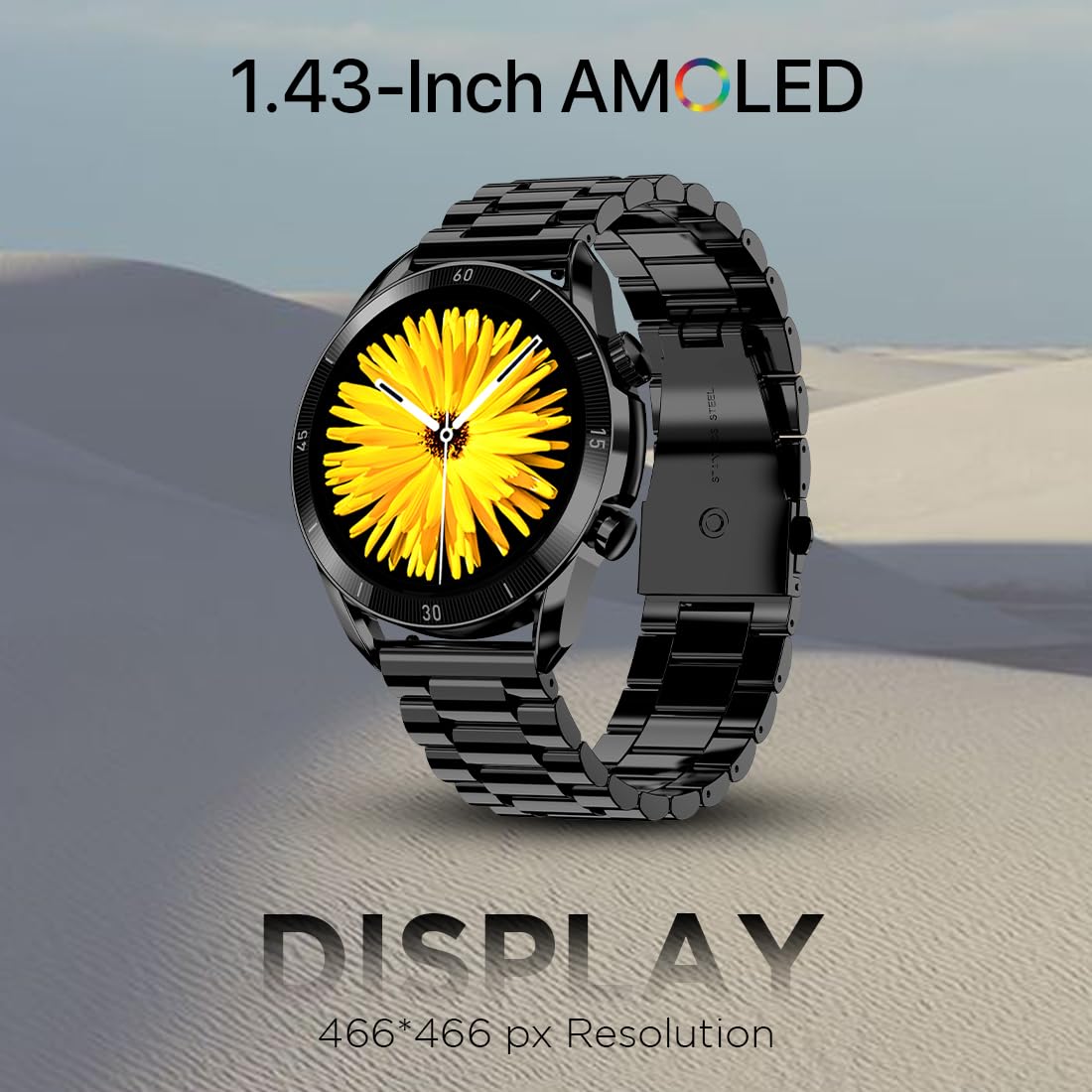 Fire-Boltt Legacy Luxury Smartwatch | 1.43" AMOLED Display with Always On | Bluetooth Calling & Voice Assistant | IP68 Water Resistant | Health & Fitness Tracker with 110+ Sports Modes (Black SS)