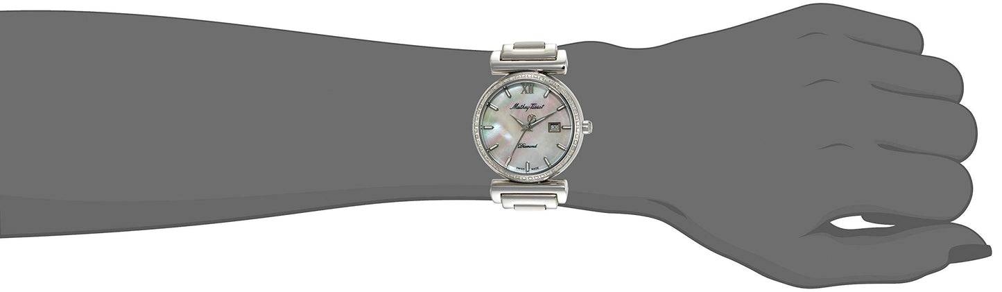 Mathey-Tissot Stainless Steel Analog Mother Of Pearl Dial Women Watch-D410Sai, Silver Band