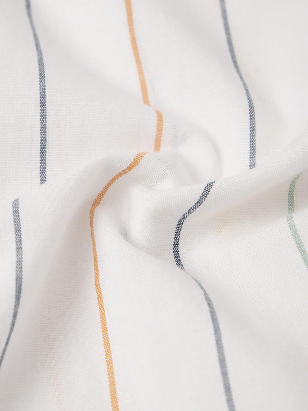 The Souled Store Cotton Linen Stripes: Prisma Men and Boys Long Sleeve Spread Collar White Stripes Regular Fit Casual Everyday Office Wear Lightweight Cotton Linen Shirt