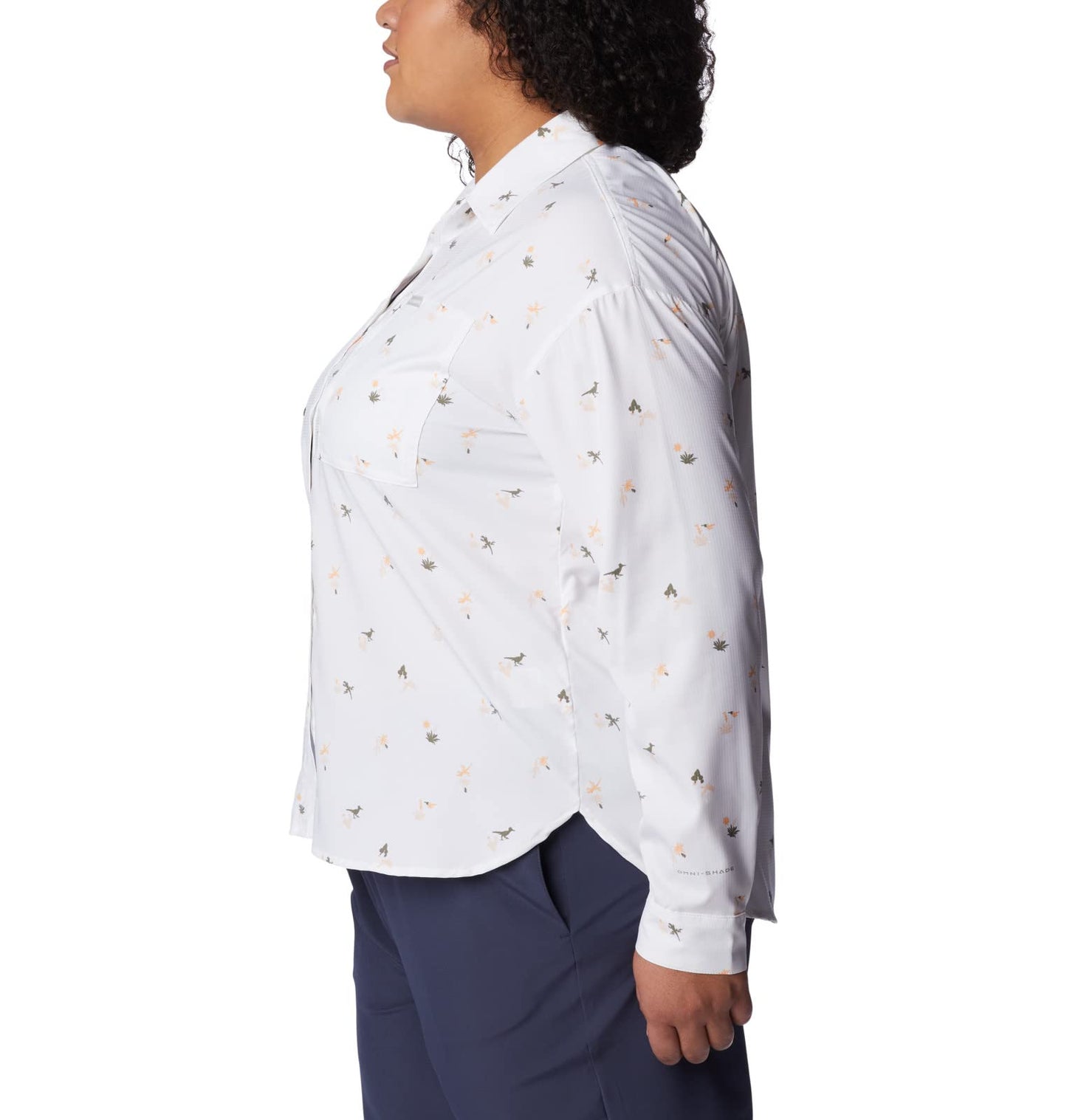Columbia Womens Silver Ridge Utility Patterned Long Sleeve Shirt, White, Baja Blitz, S