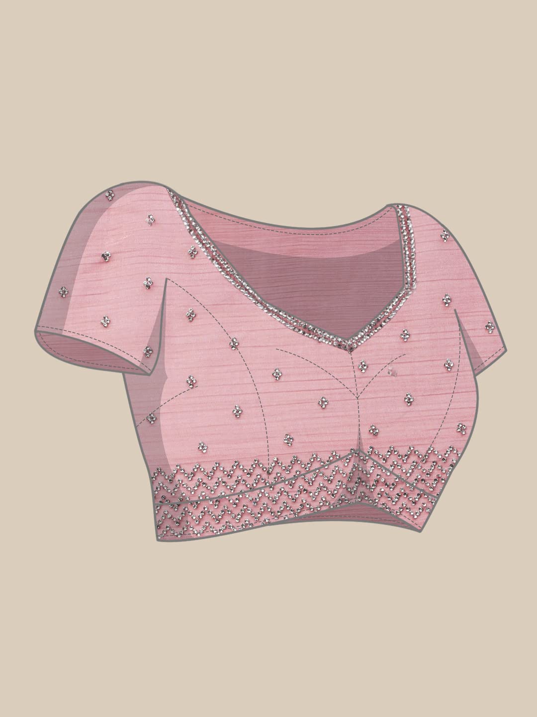 MOHEY Women's Saree, Suitable for Party, Anniversary & Wedding Sari for Women, All Over Boota, Bordered Chiffon (Pink)