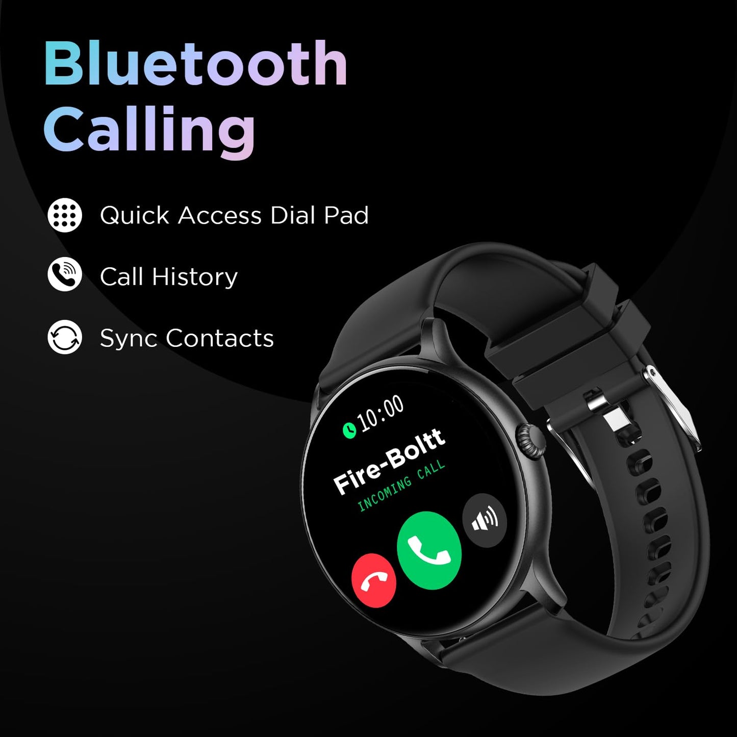 Fire-Boltt Phoenix Smart Watch with Bluetooth Calling 1.3,120+ Sports Modes, 240 * 240 PX High Res with SpO2, Heart Rate Monitoring & IP67 Rating (Black)