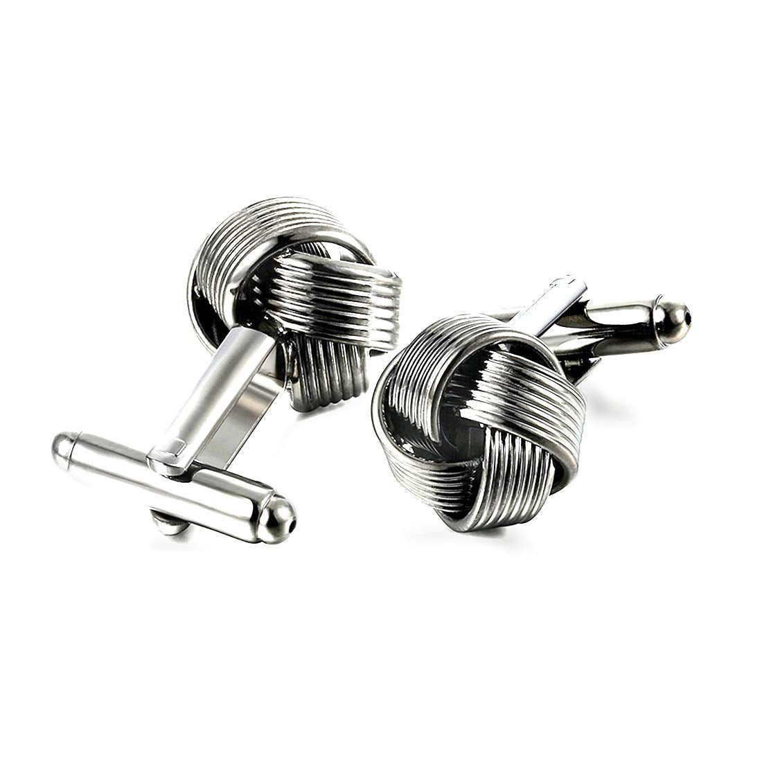 Peora Knot Silver Grey Cufflinks for Men Corporate Business Gift - Valentines Gift for Him