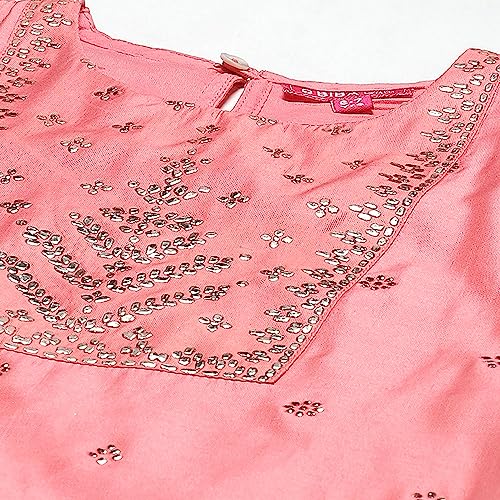 Biba Girl's Cotton Printed Straight Kid (Kw5222_Pink_5, Salwar Suit Set)