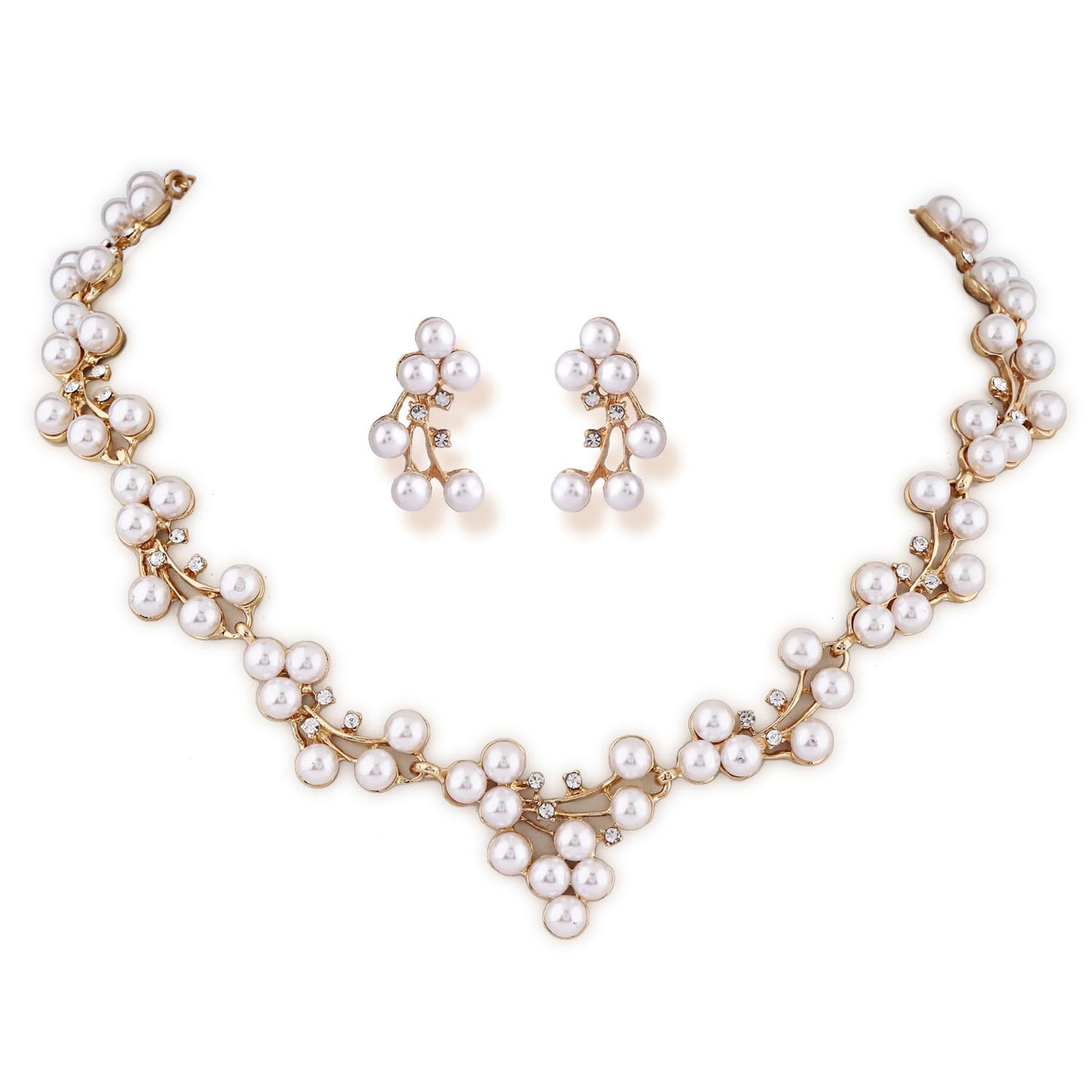 Shining Diva Fashion Women Latest Stylish Design Fancy Pearl Necklace Jewellery Set (15213s)