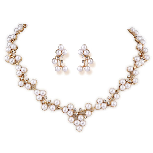 Shining Diva Fashion Women Latest Stylish Design Fancy Pearl Necklace Jewellery Set (15213s)