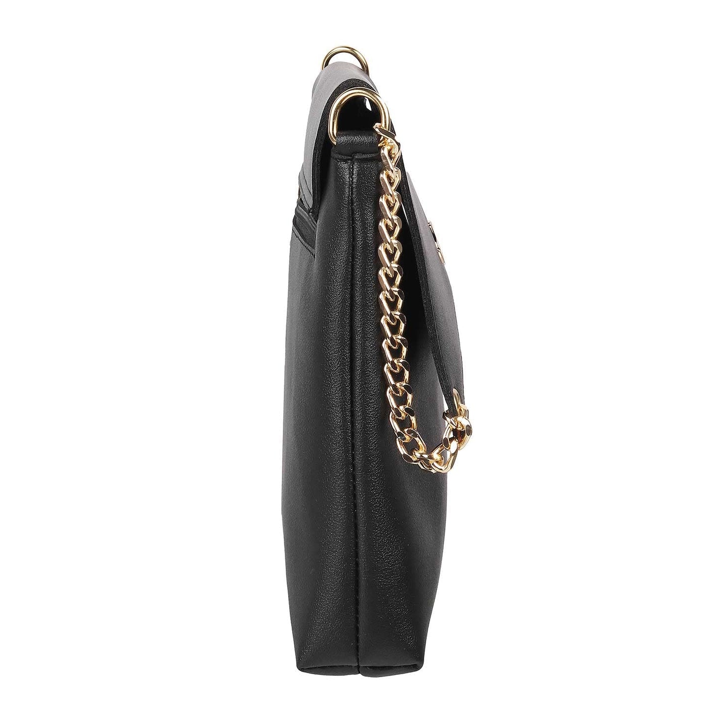 Mochi Womens Synthetic Black Flap Over Sling (One Size)