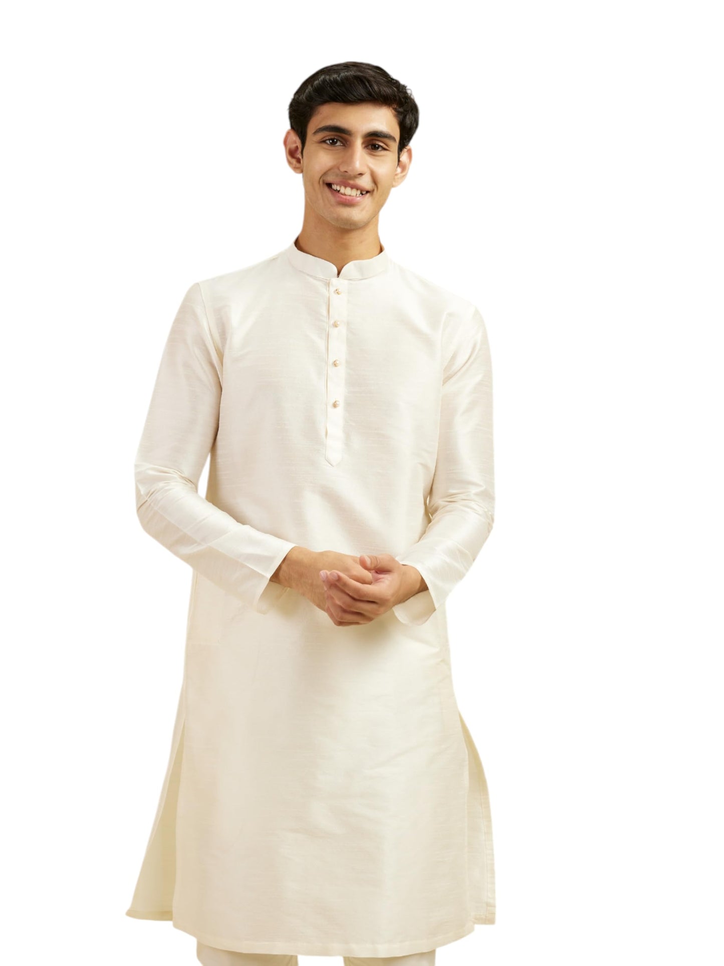 DIWAS BY MANYAVAR Men's Art Silk Solid Kurta (Warm White,XXXL)