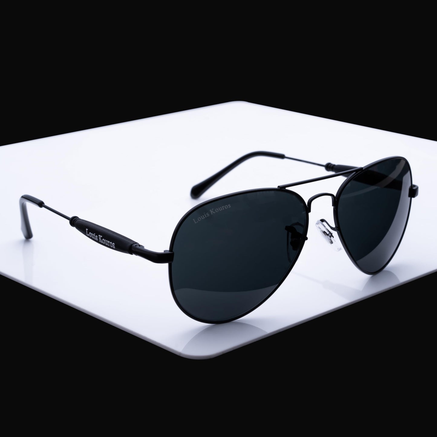 Louis Kouros Airomade Aviator Classic 3517 sunglasses | Black Frame | Black Lens | Mirror Lens | 400 UV Protection | For Men Women | Medium | 62 mm Lens Width