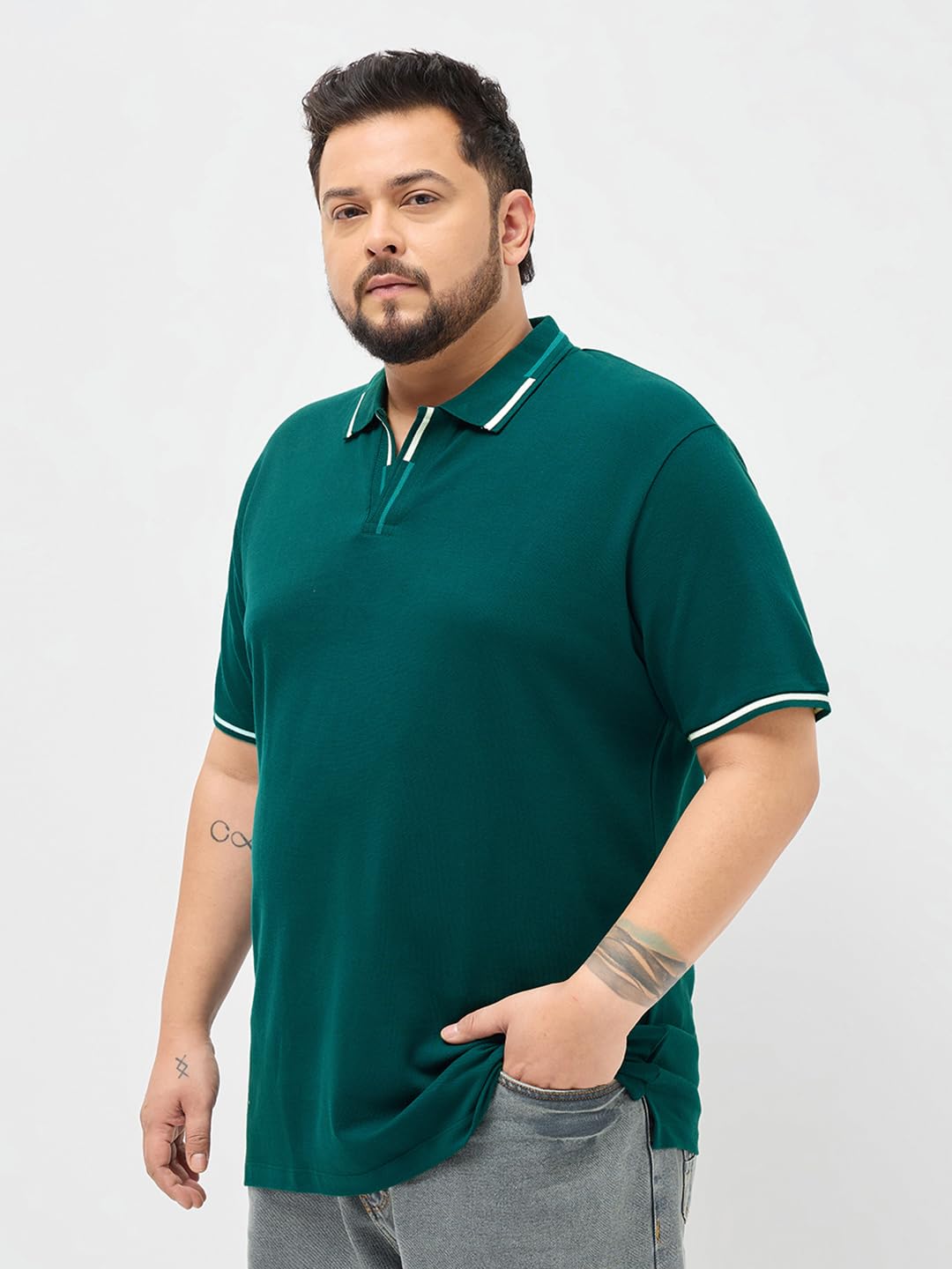 Urbano Plus Men's Teal Green Solid Regular Fit Half Sleeve Cotton Polo T-Shirt (pluspolosolcntipp-03-tealgrn-3xl)